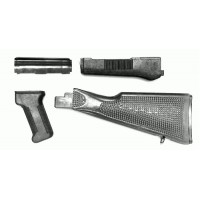 AK style polymer set of furniture (Stock, upper + lower hand guards + pistol grip) Late DDR BLACK